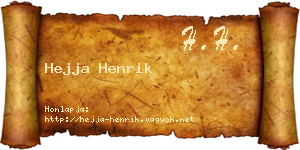 Hejja Henrik névjegykártya